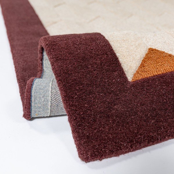 Burgundiapunane/naturaalne käsitsi kootud villane vaip 120x170 cm Apex Border Wool - Flair Rugs-image-4