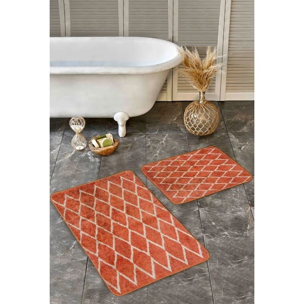 Terrakottapunased sametist vannitoamatid 2tk komplektis 60x100 cm - Mila Home-image-4
