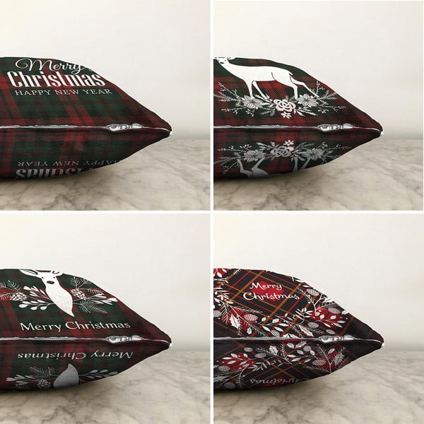 Komplekt 4 šenillist padjapüürilehtedest Tartan Merry Christmas, 55 x 55 cm. - Minimalist Cushion Covers-image-1