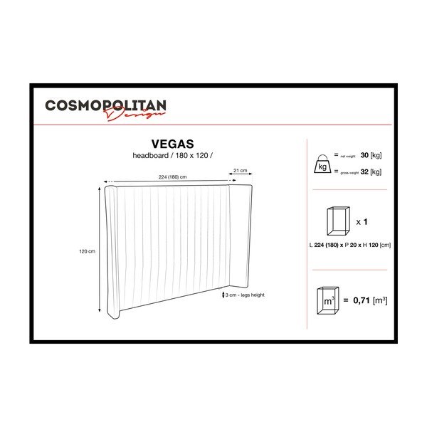 Čelo postele v námořnické modré Cosmopolitan Design Vegas, 180 x 120 cm-image-4