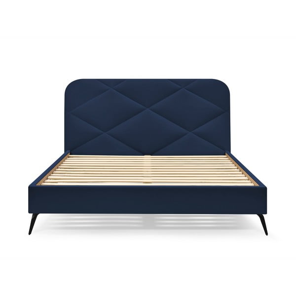 Tumesinine polsterdatud kaheinimesevoodi 160x200 cm Prune - Bobochic Paris-image-3