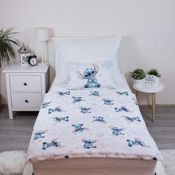 Valge puuvillane laste voodipesu 100x135 cm Lilo and Stitch "Ohana White" - Jerry Fabrics-image-2