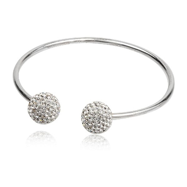 Stříbrný náramek s bílými krystaly Swarovski Elements Crystals Bangle