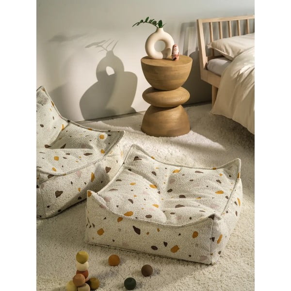 Valge buklee/šenillkangast laste kott-tool Terrazzo Square - Wigiwama-image-1