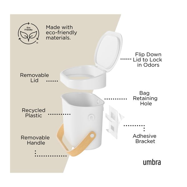 Valge kompostitavate jäätmete konteiner 4 l Bellwood - Umbra-image-3
