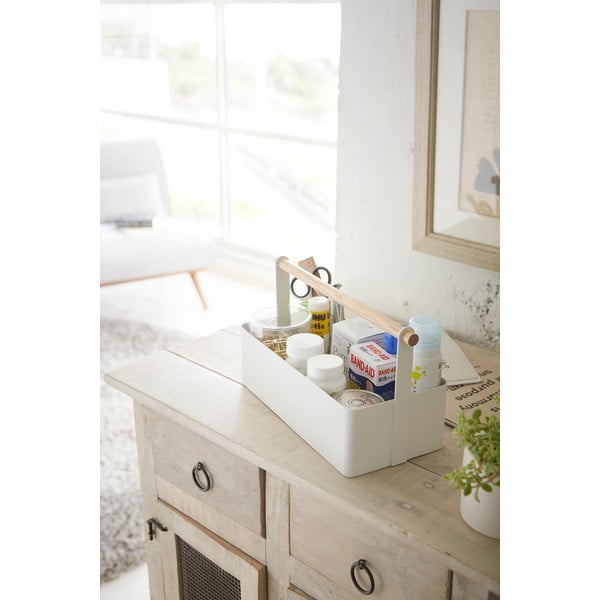 Valge multifunktsionaalne kast pöögist detailidega tööriistakast, pikkus 29 cm Tosca - YAMAZAKI-image-2