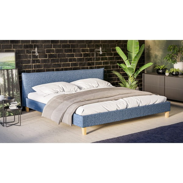 Sinine kaheinimese pehmendusega voodi 200x200 cm Tina - Ropez-image-2