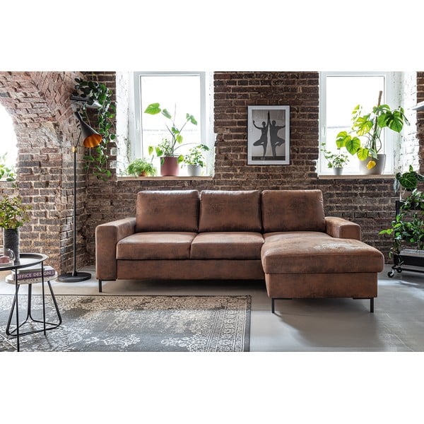 Vintage pruun kunstnahast diivanvoodi, paremas nurgas Lofty Lilly - Miuform-image-1