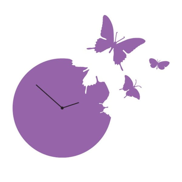 Designové hodiny Butterfly Violet, 40 cm