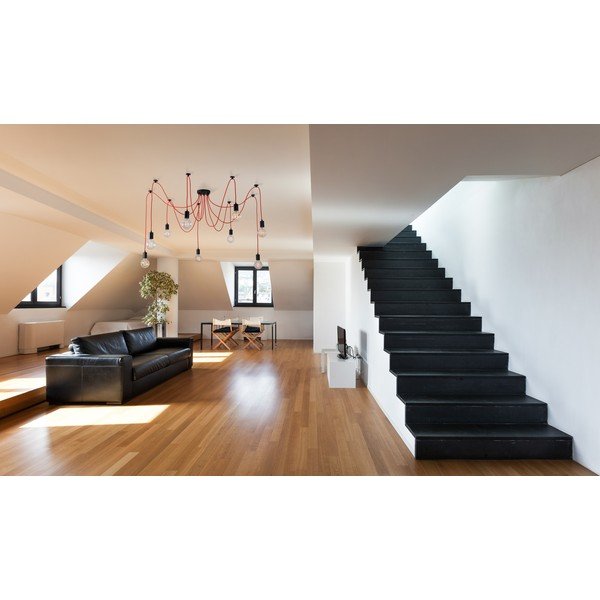 Červené devítiramenné závěsné světlo Filament Style Spider-image-2