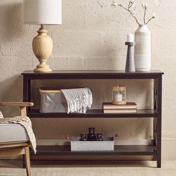 Mustast männipuidust riiul 120x81x40 cm Heritage - Premier Housewares-image-3
