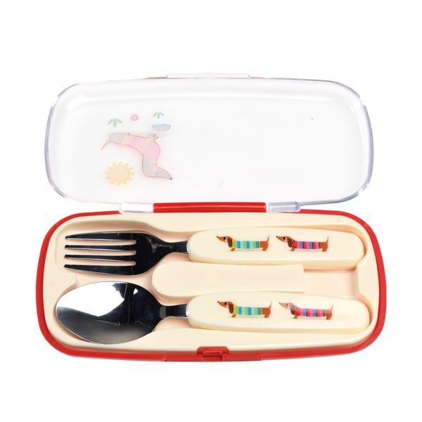 Roostevabast terasest laste söögiriistad 2 tk Sausage Dog - Rex London