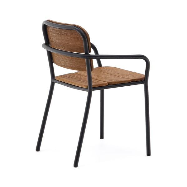 Must-pruun puidust-metallist aiatool Algueret - Kave Home-image-3