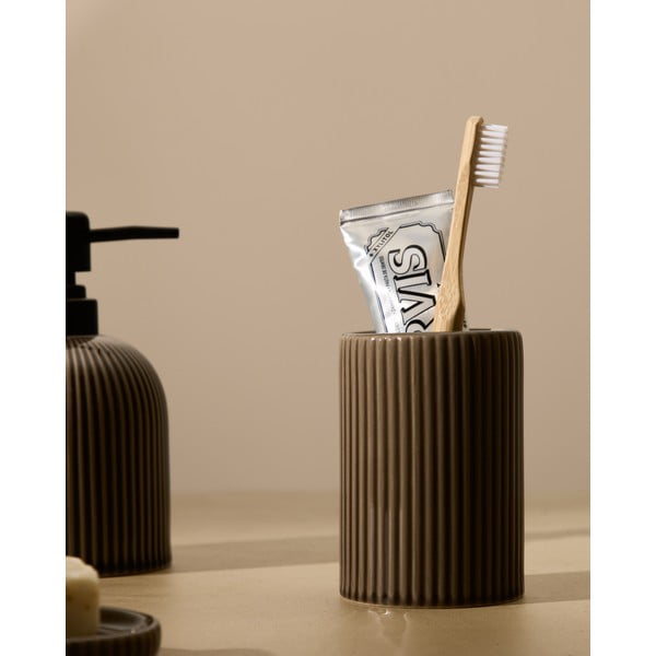 Tumepruun keraamiline hambaharjatops Selime - Kave Home-image-1