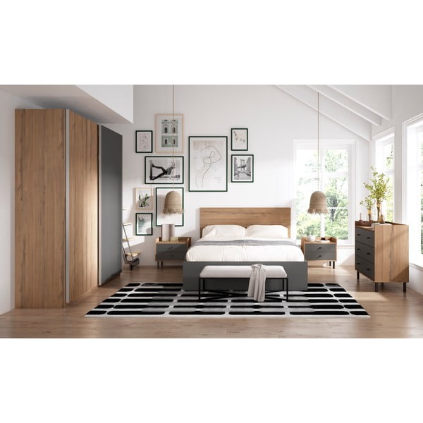 Must kaheinimesevoodi koos panipaiga ja restiga 160x200 cm Malta - Marckeric-image-4