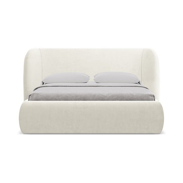 Kreem polsterdatud kaheinimesevoodi koos voodipõhja ja panipaigaga 180x200cm Hauke - Makamii-image-3