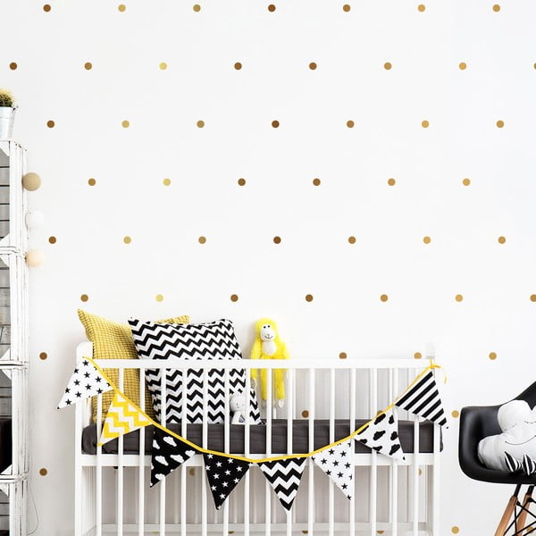 Komplekt 100 kuldset kuldsetest kuldsetest punktidest seinakleebistega - Ambiance-image-1