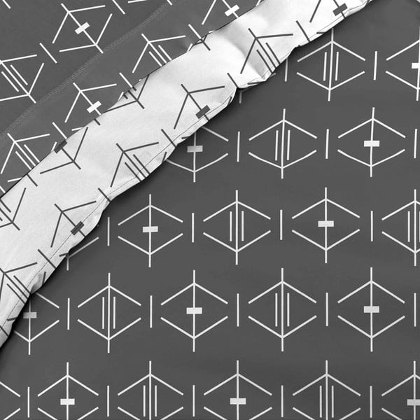 Valge-tumehall puuvillane voodipesu kahekohalisele voodile 240x220 cm Aristide - douceur d'intérieur-image-3