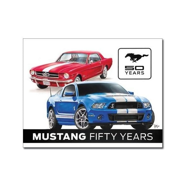 Plechová cedule Mustang 50 Years, 30x40 cm