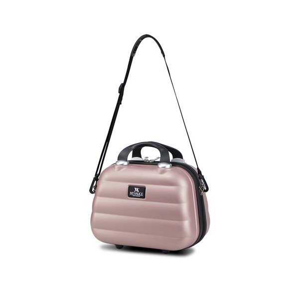 Sada růžového cestovního kufru na kolečkách s USB portem a příručního kufříku My Valice RESSNO MU & M-image-4