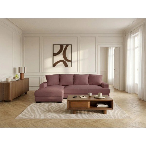 Roosa velvetist diivanvoodi/panipaigaga nurgadiivan (vasak nurk/diivanvoodiga) Campi - Bobochic Paris-image-1