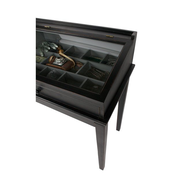 Černý dřevěný stolek s vitrínou BePureHome-image-4