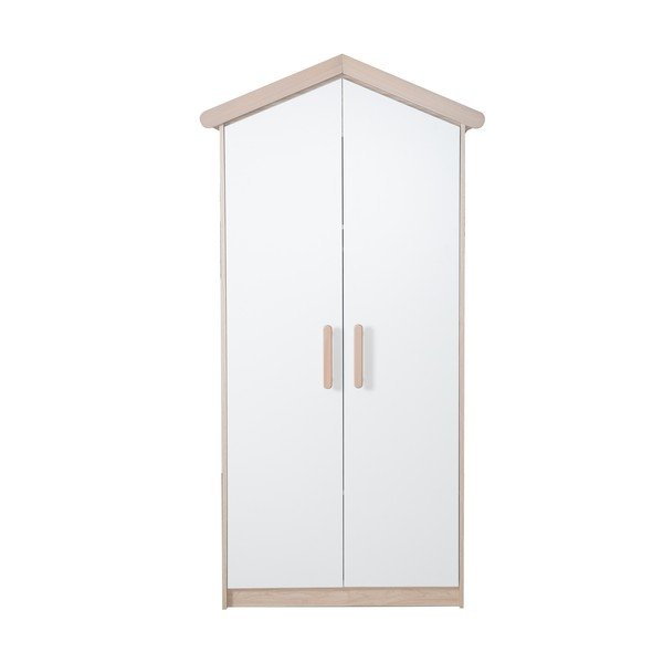 Laste riidekapp valge ja naturaalne tammepuit 96x190x50 cm Cabane - Roba