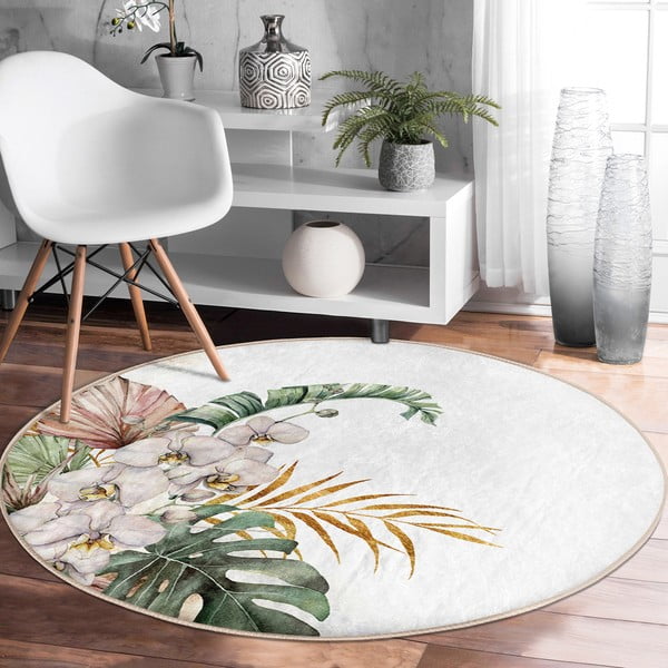 Kreem pestav ümmargune vaip, sobitub robottolmuimejaga ø 120 cm Comfort - Mila Home-image-3