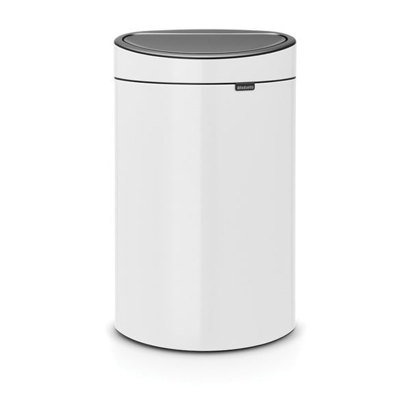 Valge puutetundlik terasest prügikast 40 l Touch Bin – Brabantia
