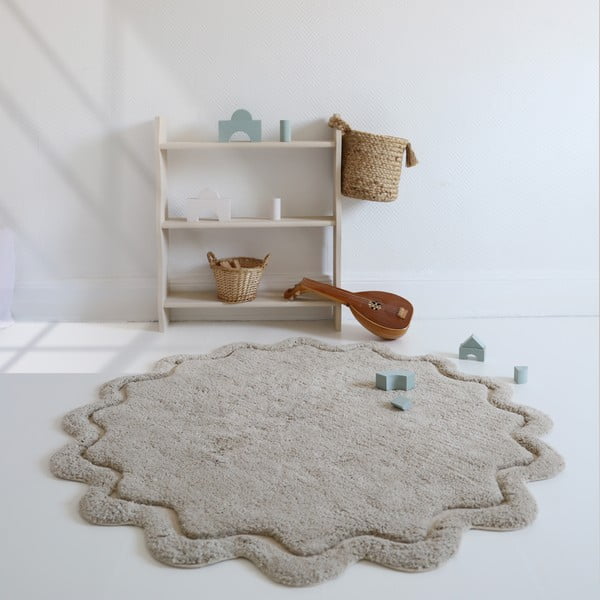 Beež käsitsi kootud puuvillane ümmargune pestav vaip ø 110 cm Sweet April Lin - Nattiot-image-3