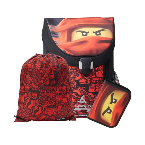 3-osaline komplekt punane koolimapp, pliiatsikott ja kott Ninjago Easy - LEGO®