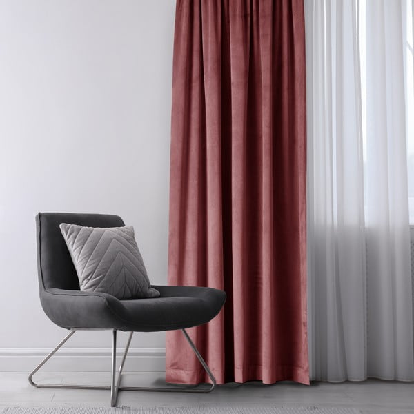 Roosa sametist dimout-kardin 140 × 270 cm Eyelets – Restilo-image-1