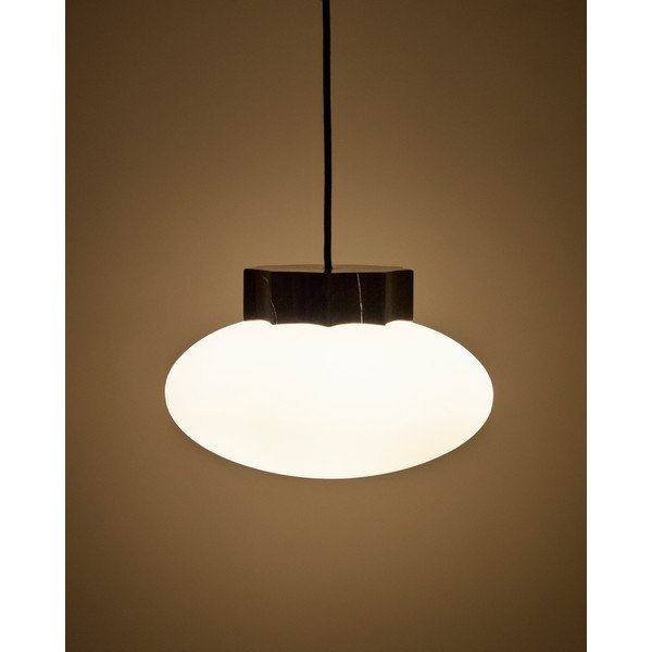 Valge/must metallist ripplamp klaasist varjuga, ø 26 cm Idela - Kave Home-image-1