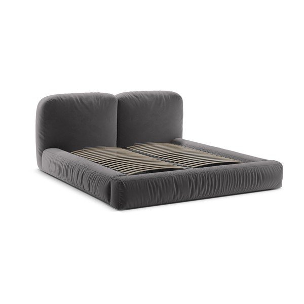 Hall polsterdatud kaheinimesevoodi koos panipaiga ja voodipõhjaga 200x200 cm Martina - Micadoni-image-3