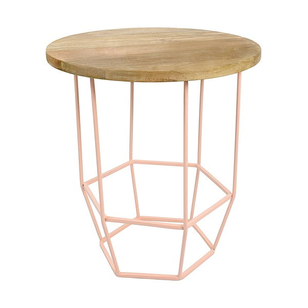 Růžový stolek se snímatelnou deskou z mangového dřeva HF Living Hexa Blush, ø 55 cm