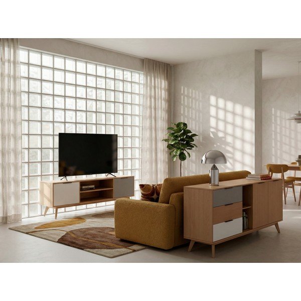 Naturaalset värvi männipuidust telerilaud 140x53 cm Elfa - Marckeric-image-1