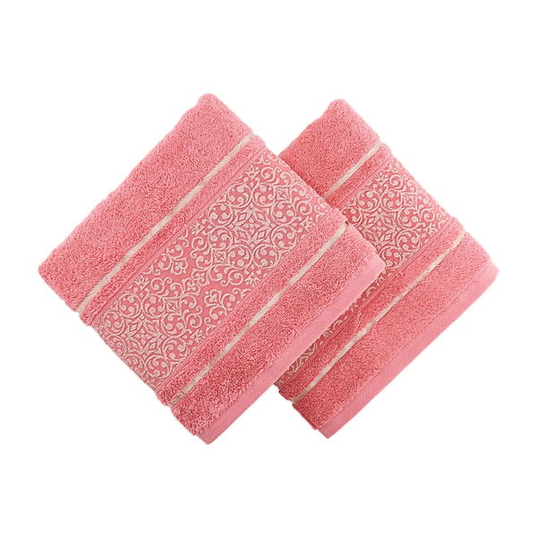 Sada 2 růžových ručníků Ceramica, 30 x 50 cm