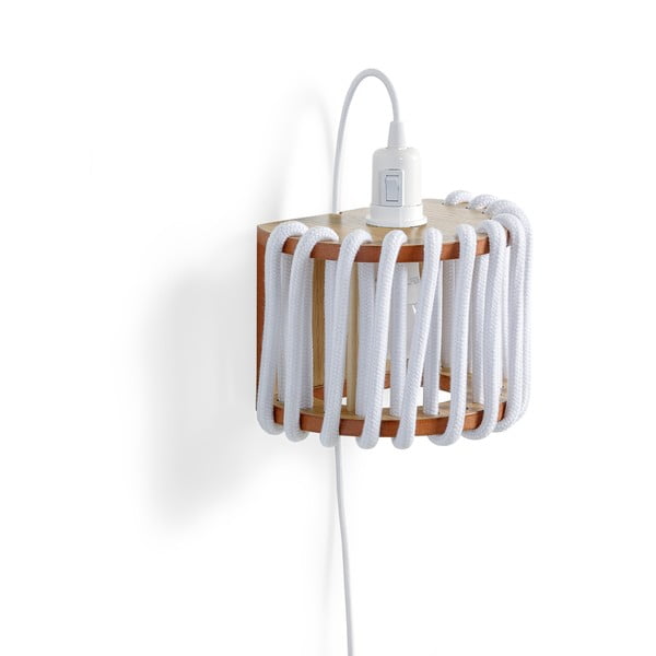 Valge puidust konstruktsiooniga seinalamp, pikkus 20 cm Macaron - EMKO-image-3