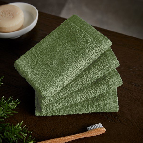 Rohelised kiiresti kuivavad/froteerätikud komplektis 4 tükki 30x30 cm Quick Dry - Catherine Lansfield-image-1