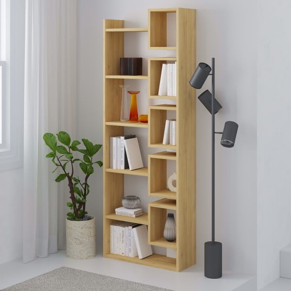 Valge-puiduvärvi tammedekooriga raamaturiiul 60x168,5 cm Eladi - Marckeric-image-3