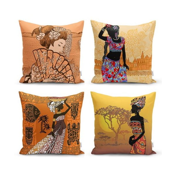 4 dekoratiivse padjakoti komplekt Eastern Ethnic, 45 x 45 cm - Minimalist Cushion Covers
