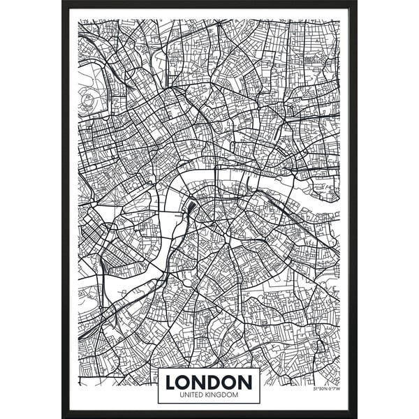 Seinaplakat raamis MAP/LONDON, 40 x 50 cm Map London - DecoKing