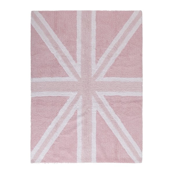 Růžoý bavlněný ručně vyráběný koberec Lorena Canals UK, 120 x 160 cm