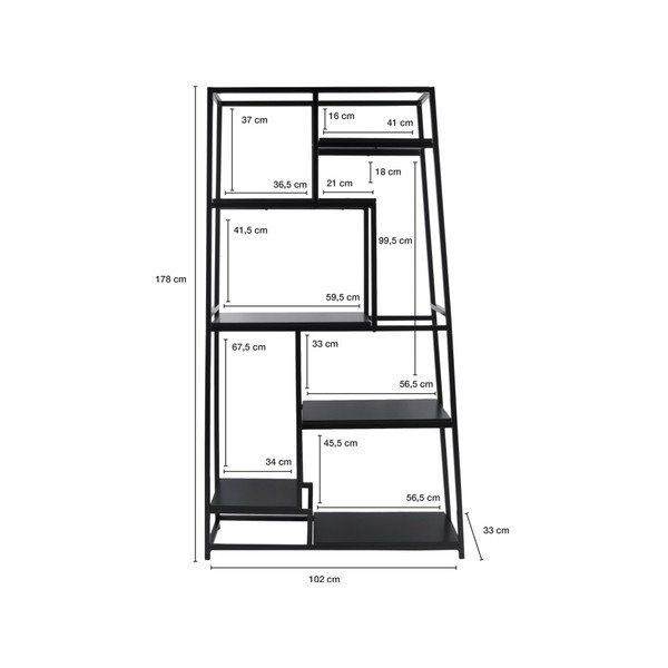 Must metallist raamaturiiul 102x178 cm Fushion - Leitmotiv-image-1