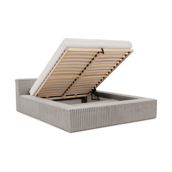 Hall polsterdatud kaheinimesevoodi koos panipaiga ja voodipõhjaga 140x200 cm Cloe - Ropez-image-2