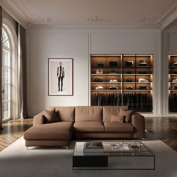 Pruun sametist panipaigaga nurgadiivanvoodi (vasak nurk) Rene - Rodier-image-1