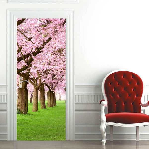 Tapeta na dveře WALPLUS Pink Blossom Flowers Tree, 88 x 200 cm