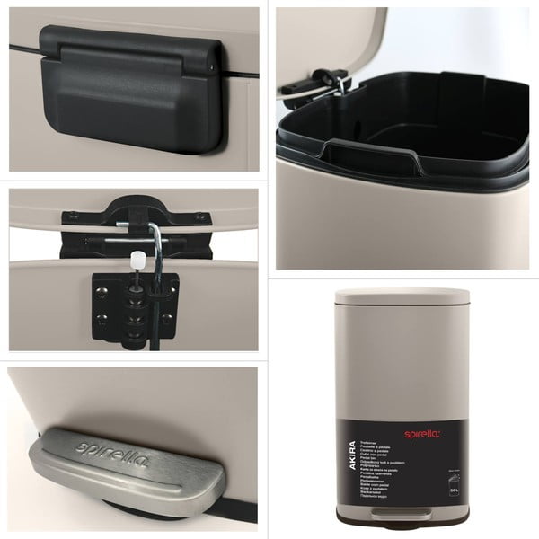 Hallikaspruun terasest prügikast 50 l Akira - Spirella-image-4