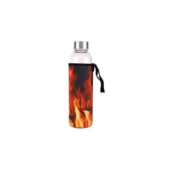 Skleněná láhev na vodu s obalem Kikkerland Fire, 600 ml