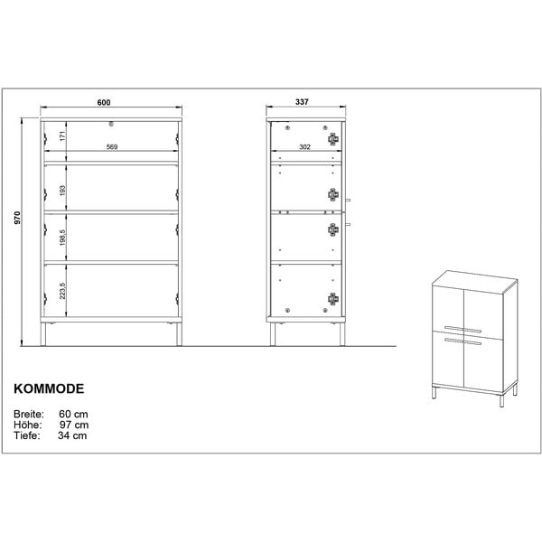 Tumehall kõrge vannitoakapp tammepuust 60x97 cm Yonkers - Germania-image-4